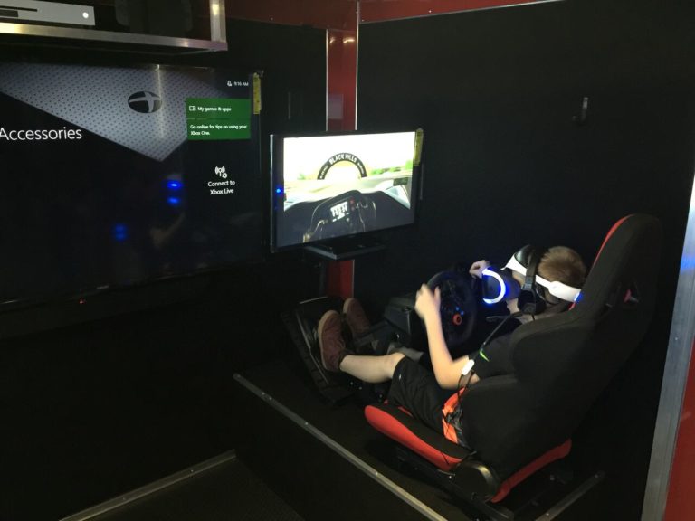 Racing simulator birthday party video game truck in Virginia